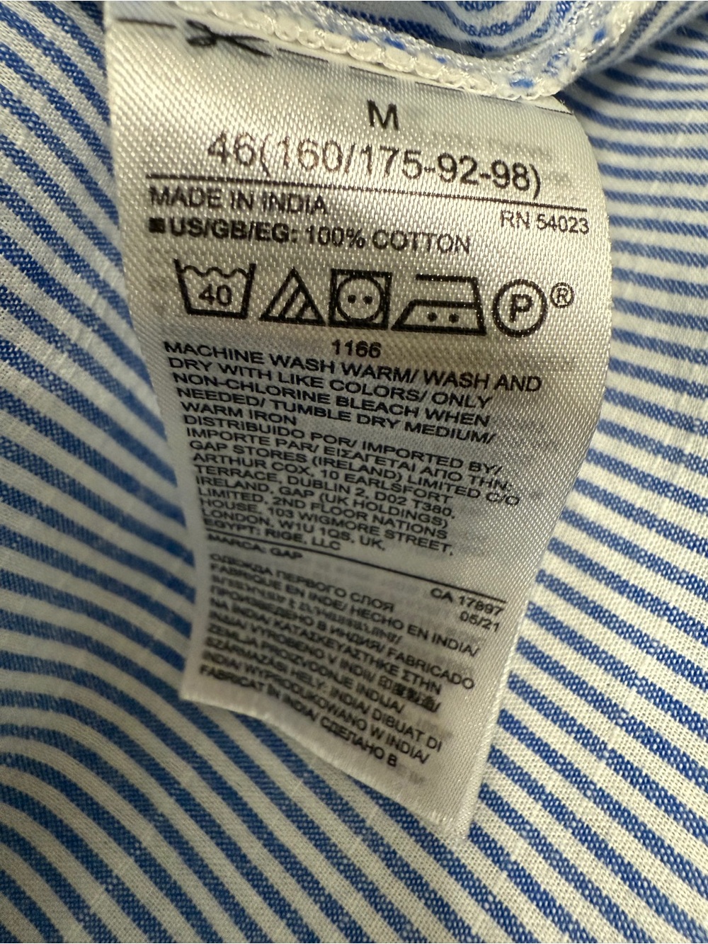 #14) GAP Blue and White Pinstripe Button-Down Shirt - Picture 5 of 6